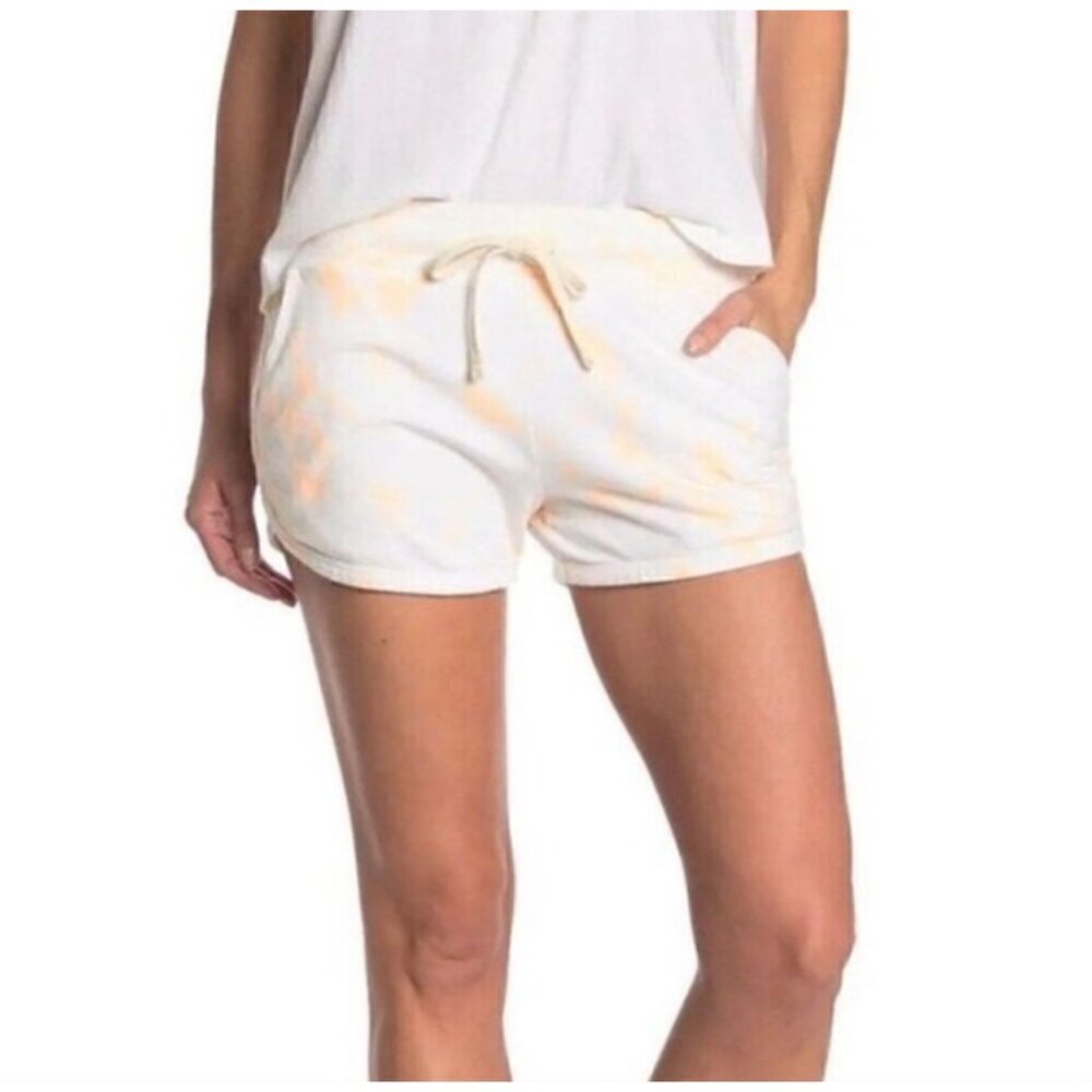 NWT Sundry Drawstring Waist Terry Sweat Shorts White Orange Cream Tie Dye - 2(M)